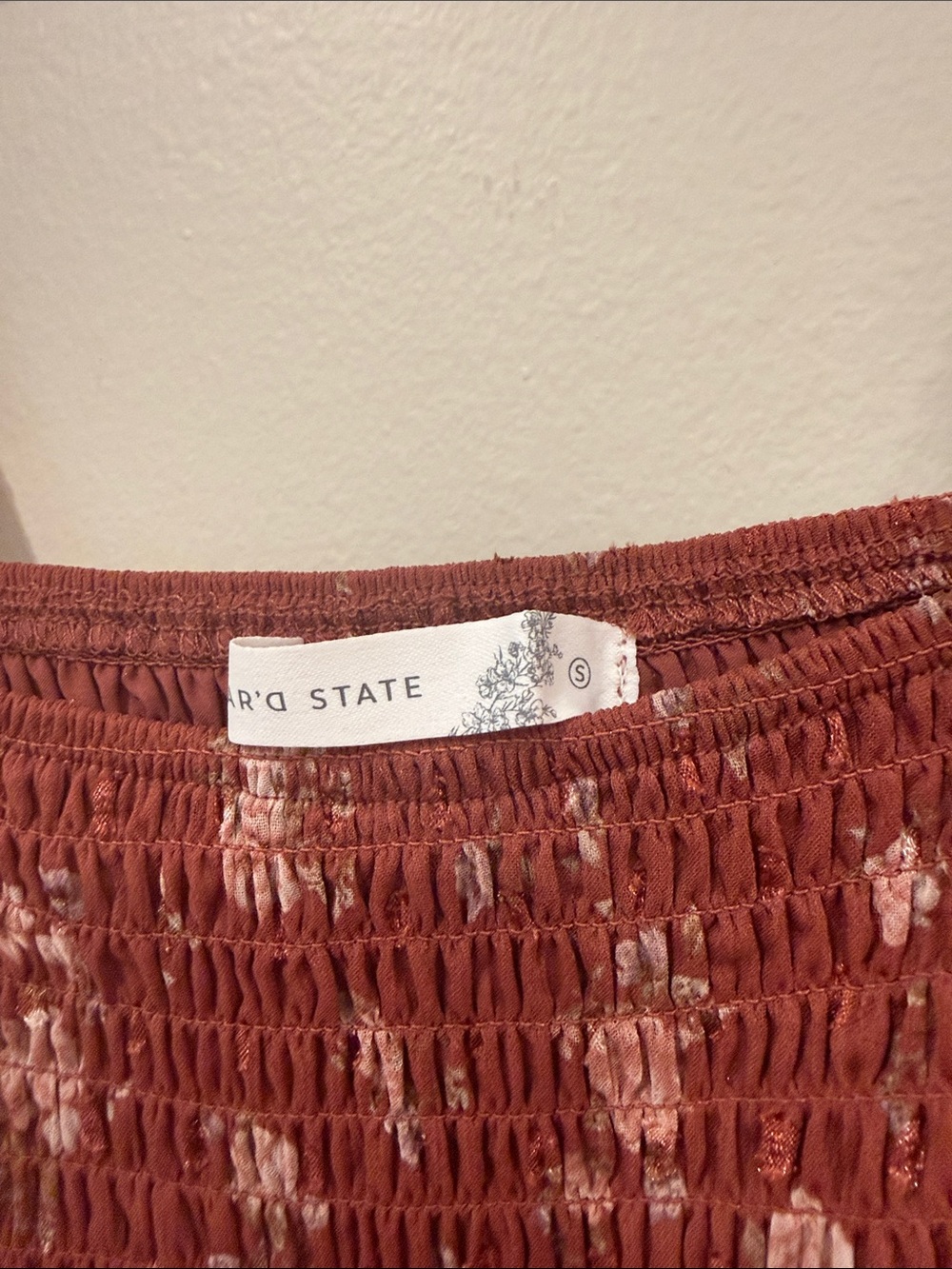 Altar'd State Rust Floral Smocked Mini Dress - Picture 3 of 4